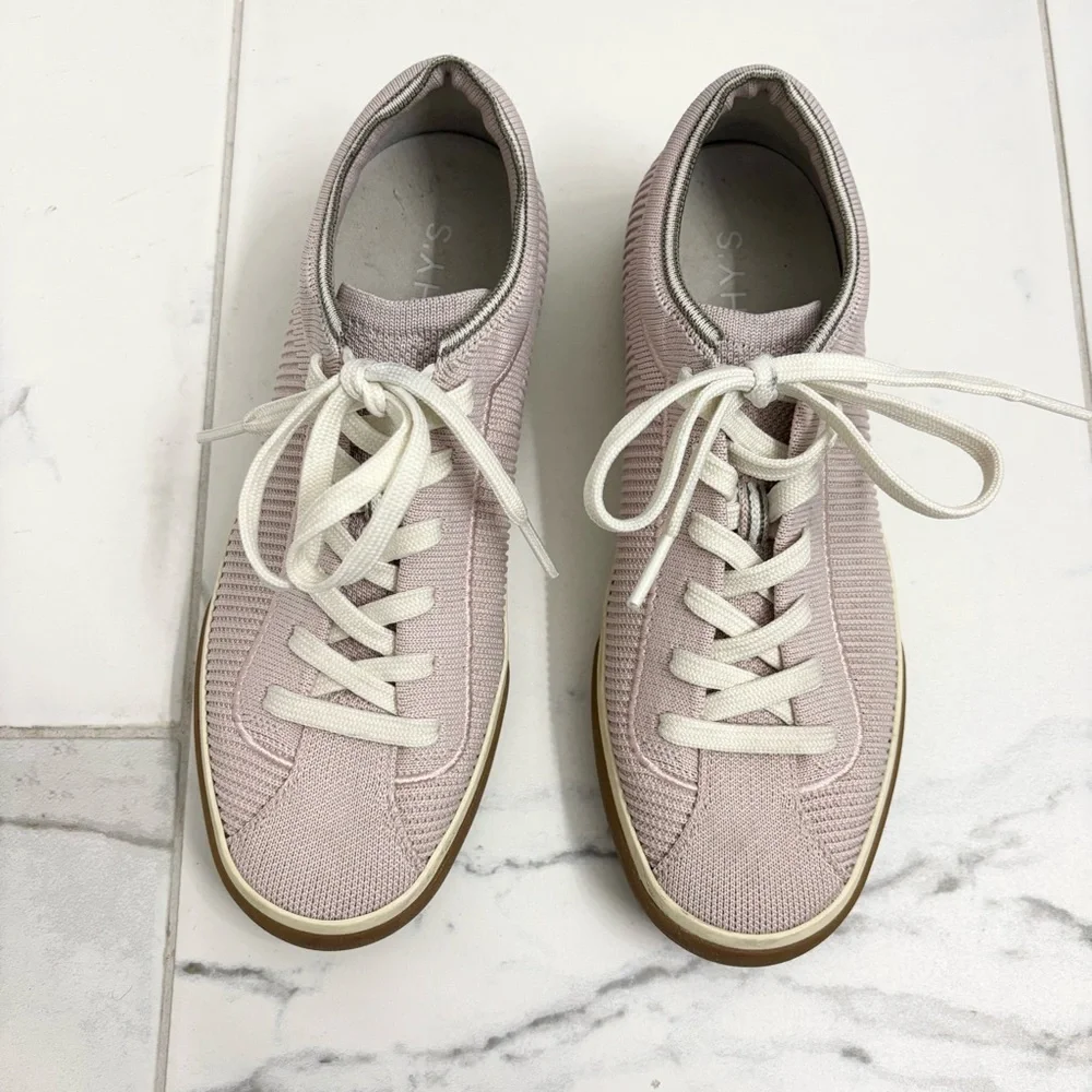 Rothy’s Lace Up Sneakers Womens 7 Pale Pink
